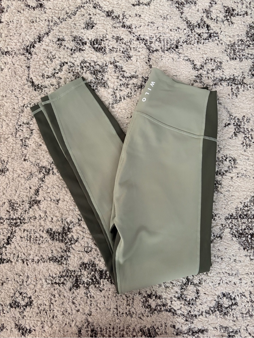 Willow Sage Green Leggings with Dark Green Side Panels